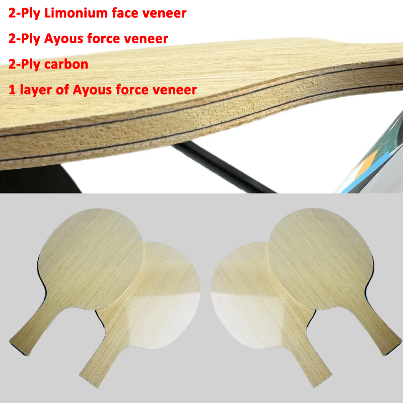 Table Tennis Edge - Tischtennisschläger mit Limonium-Fichte-Ayous-Schichten 2-Schicht-Karbon Ping-Pong-Schläger Holz-Karbon-Verbund