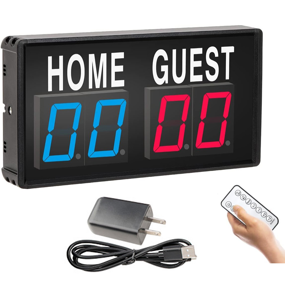 Table Tennis Score - Tragbare 4-stellige LED-Anzeigetafel Digitaler Heim-Auswärts-Punktezähler Mini