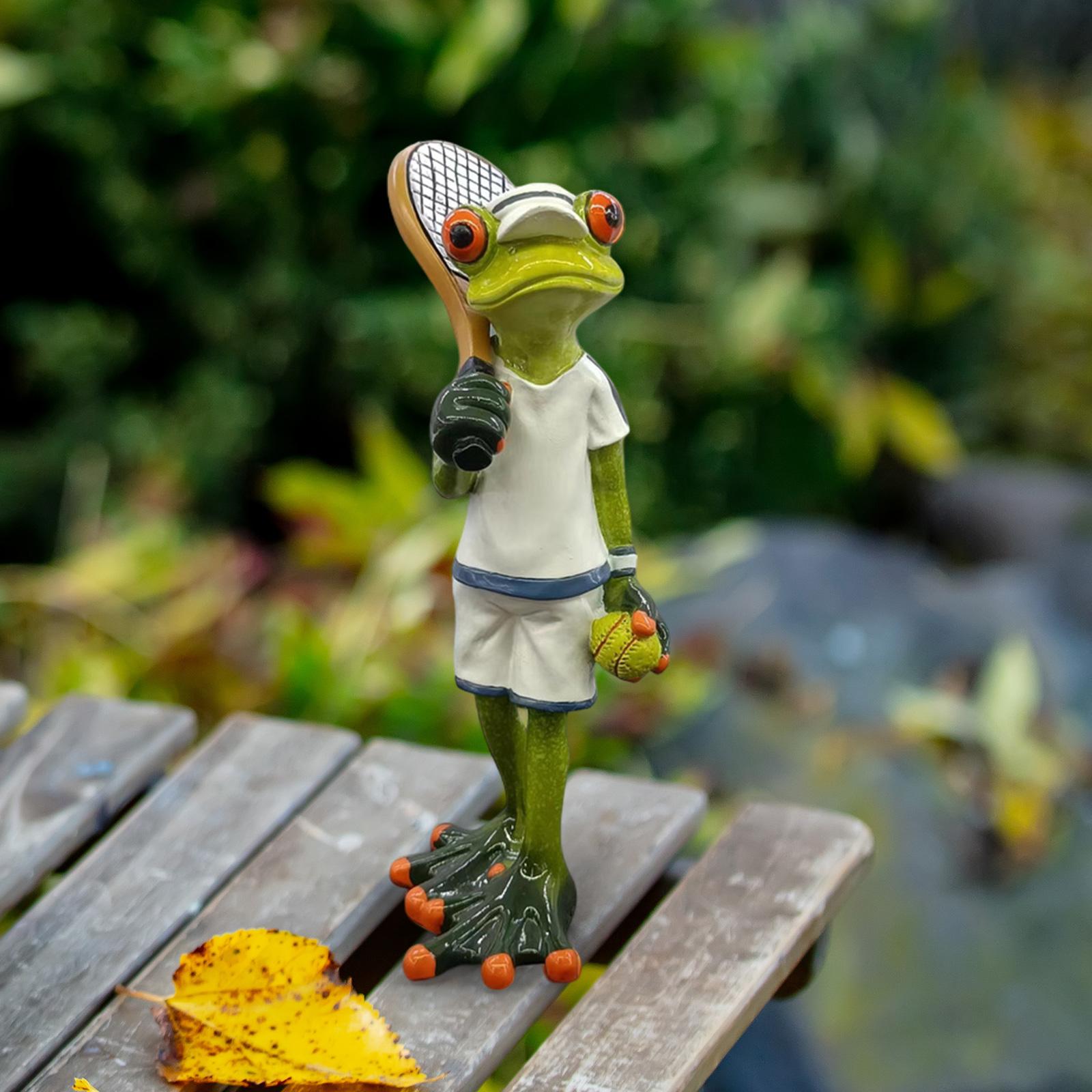 Table Tennis Animation - Tennis-Frosch-Statue, dekorative Figur, Kunsthandwerk, Schreibtisch-Ornament für